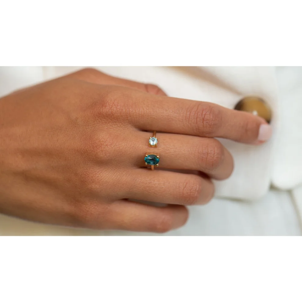 The Anoukis - London Blue Topaz & Aquamarine Deep Sea 14k Ring