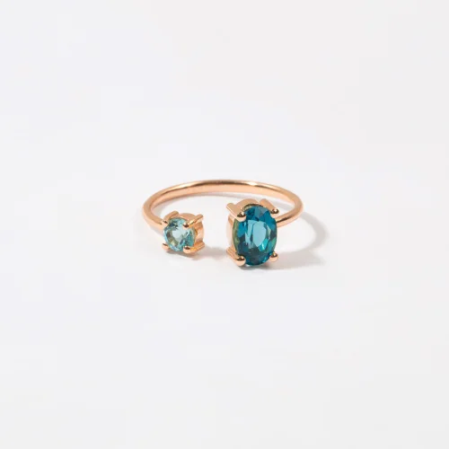 The Anoukis - London Blue Topaz & Aquamarine Deep Sea 14k Ring