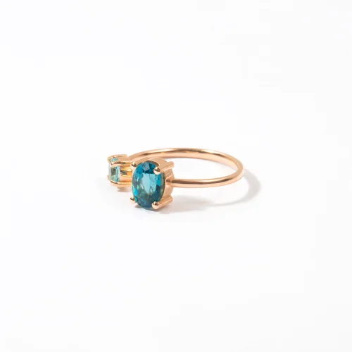 The Anoukis - London Blue Topaz & Aquamarine Deep Sea 14k Ring