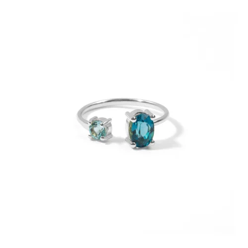 The Anoukis - London Blue Topaz & Aquamarine Deep Sea 14k Ring