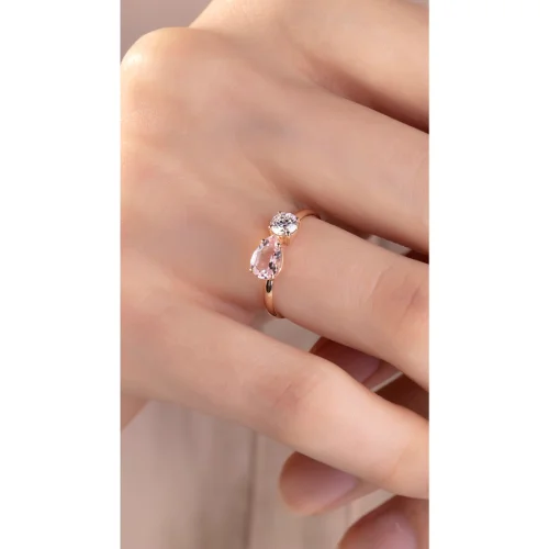 The Anoukis - Diamond and Pink Morganite Love Ring