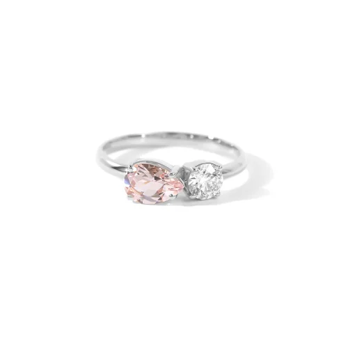 The Anoukis - Diamond And Pink Morganite 14k Love Ring