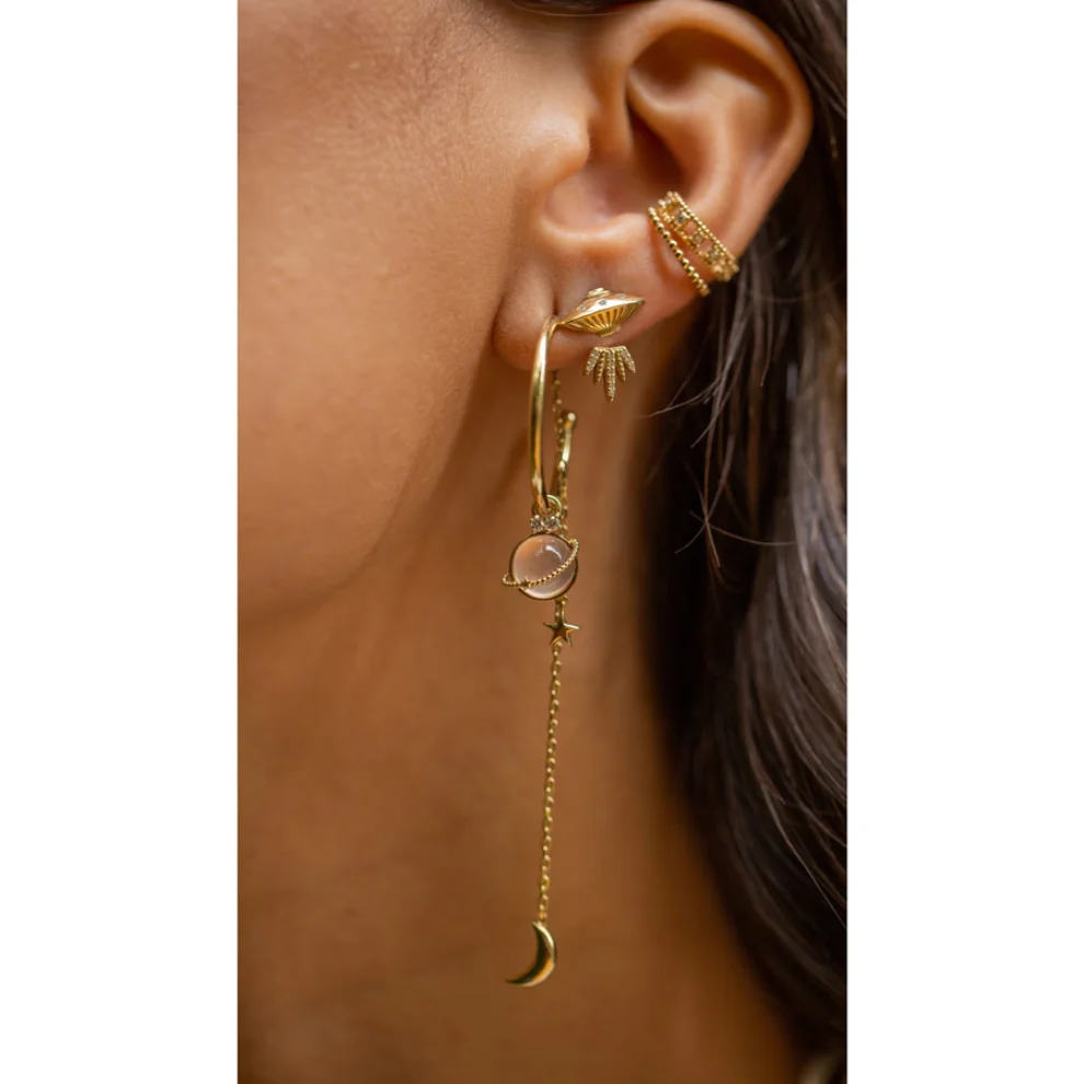 The Anoukis - Diamond Pink Quartz 14k Cosmic Earring