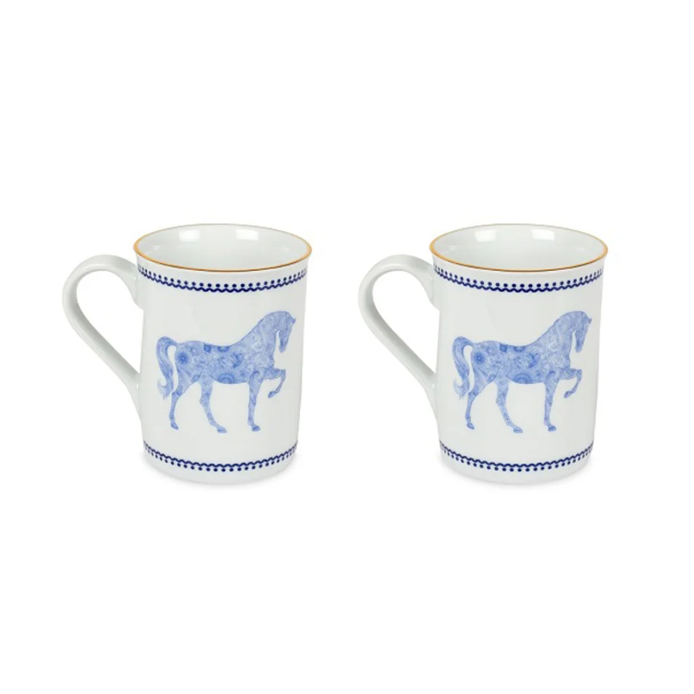 Some Home İstanbul - Horse Luck Collection Blue 2'li Kupa Seti