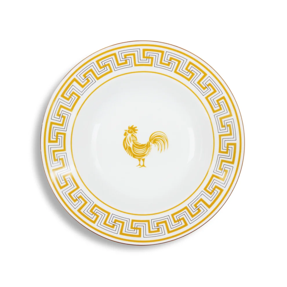 Some Home İstanbul - Mustard Rooster Figured Design Serving Plate 