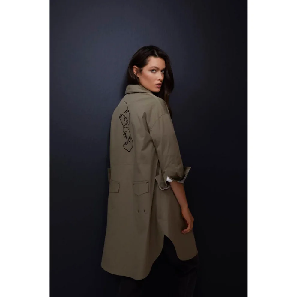 Mier - Embroıdery Detaıled Oversıze Madrıd Parka