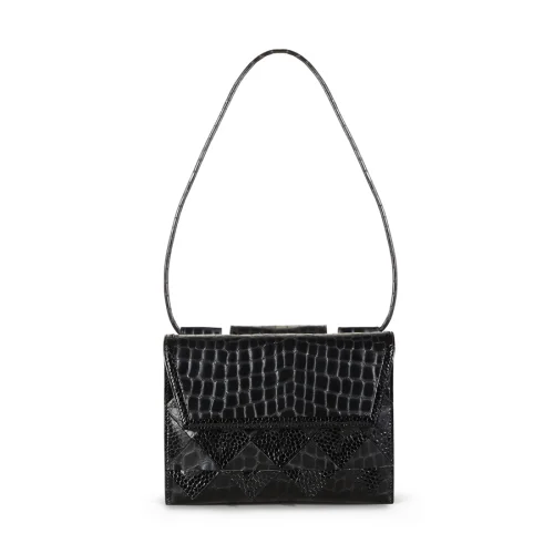 Ostara - Kayla Black Croc Embossed Bag