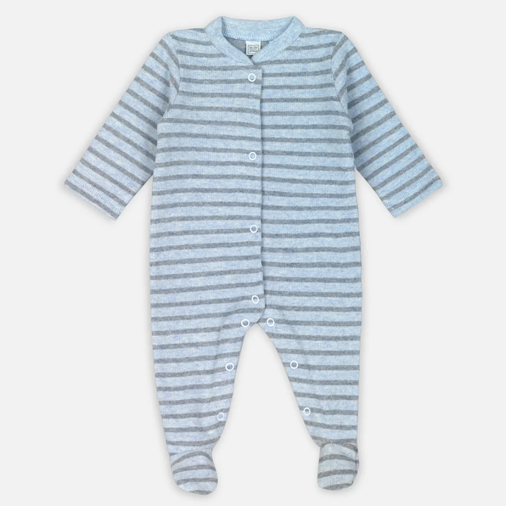 Miespiga - Blue Striped Baby Winter Rompers