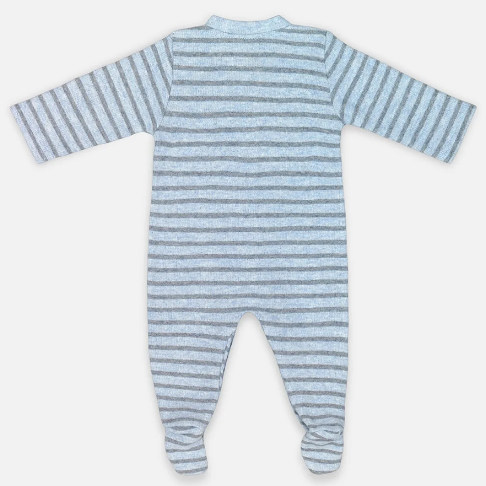Miespiga - Blue Striped Baby Winter Rompers