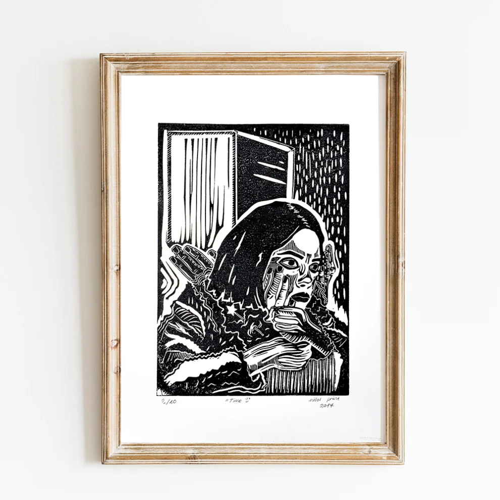 Nilol Print - Time 3 Lino Print