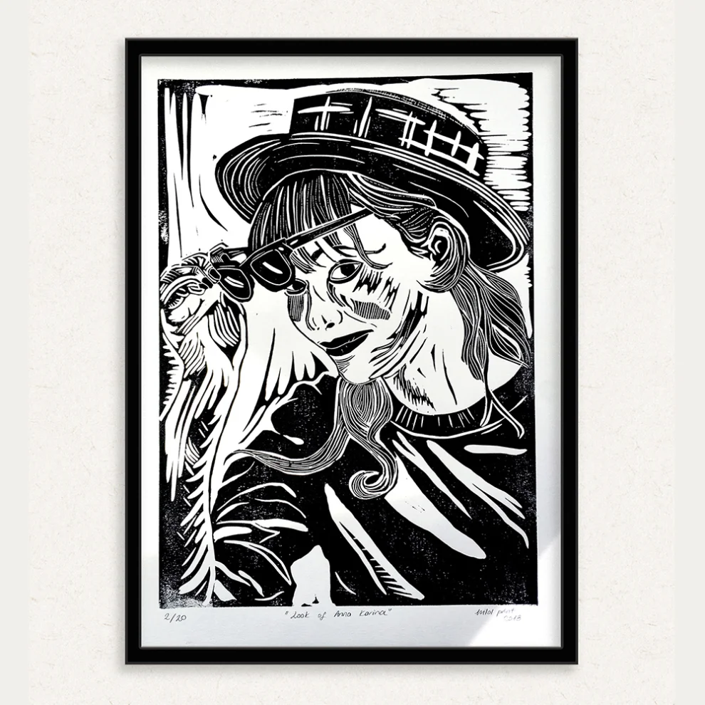 Nilol Print - Look of Anna Karina Lino Print