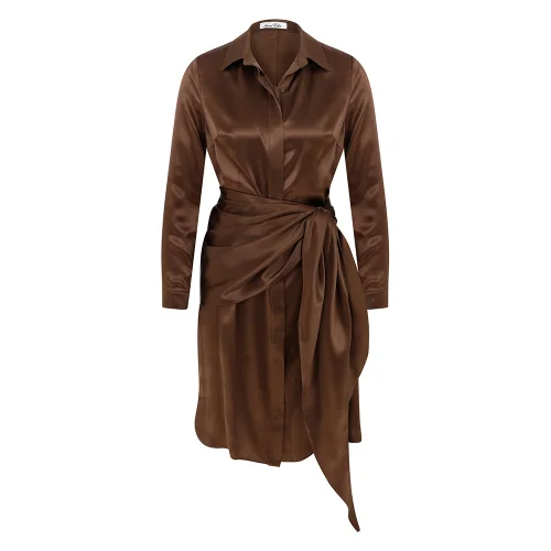 Nazan Çakır - Si̇lk Shirt Dress With Waist Shawl