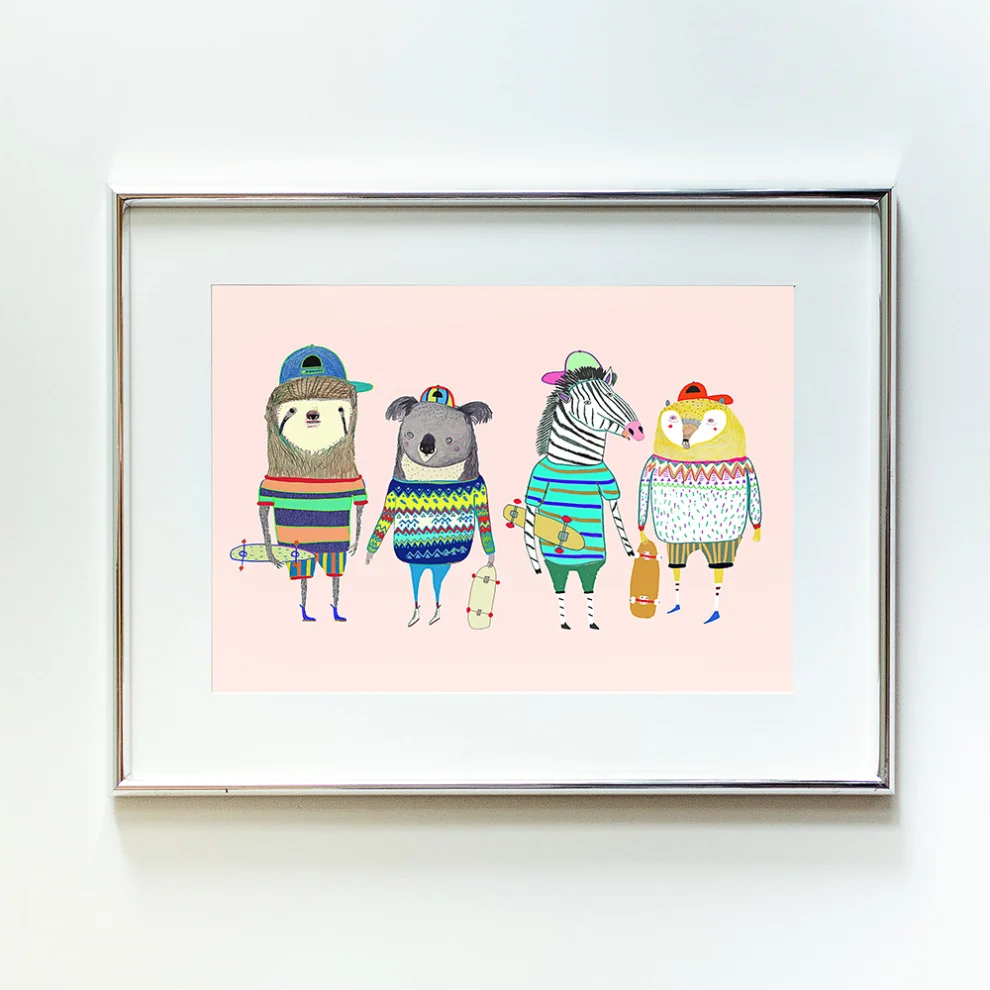 Little Forest Animals - Four Skaters Friends Chart