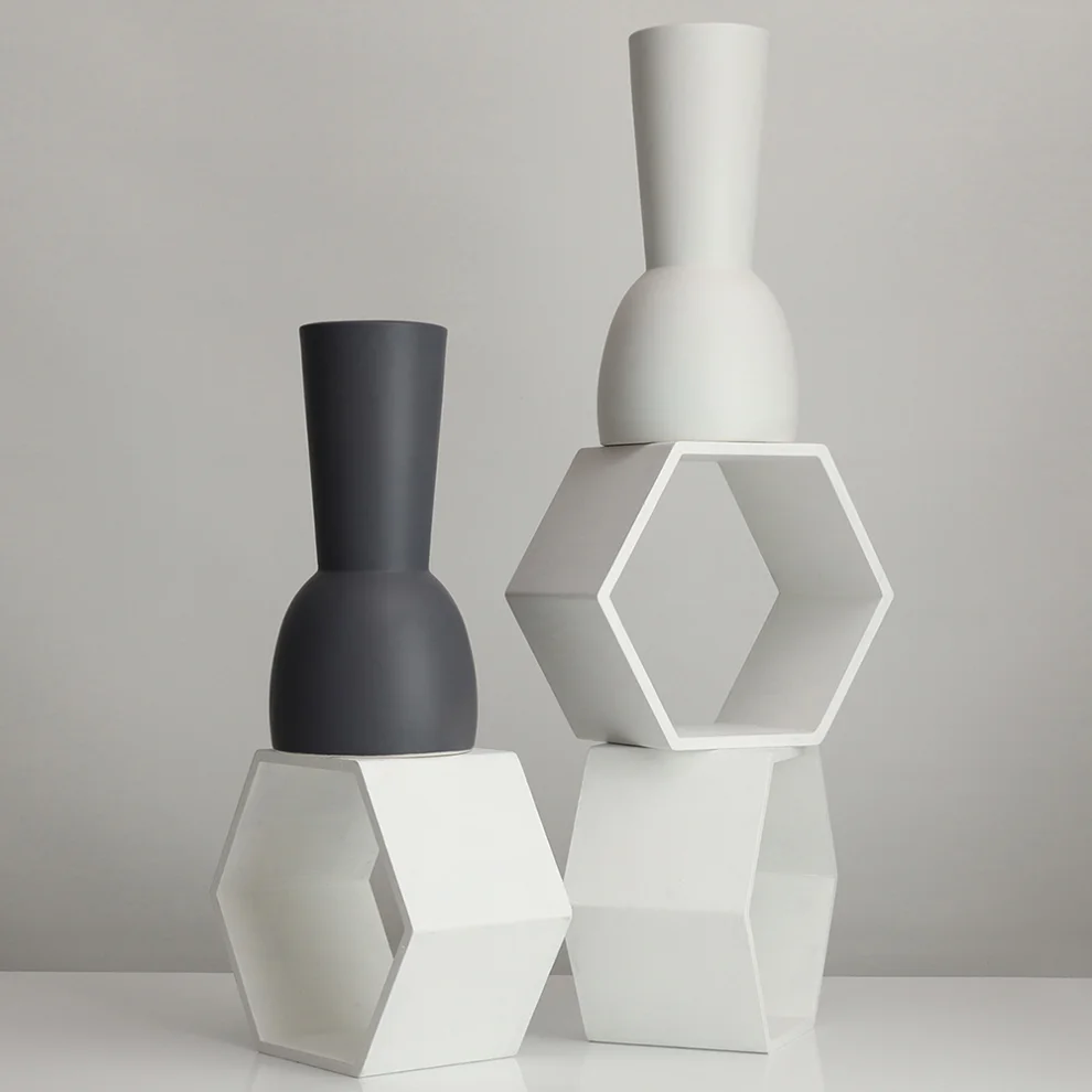 Beige & Stone Venessa Vase White hipicon
