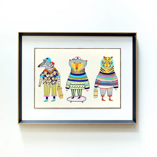 Little Forest Animals - Zebra Bear Tiger Skaters Friends Chart