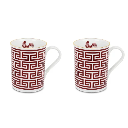 Some Home İstanbul - Claret Red Rooster Figured Mug Set of 2