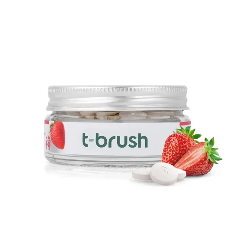 T-Brush - Çilekli Çocuk Doğal Diş Macunu Tableti Vegan - 90 Tablet