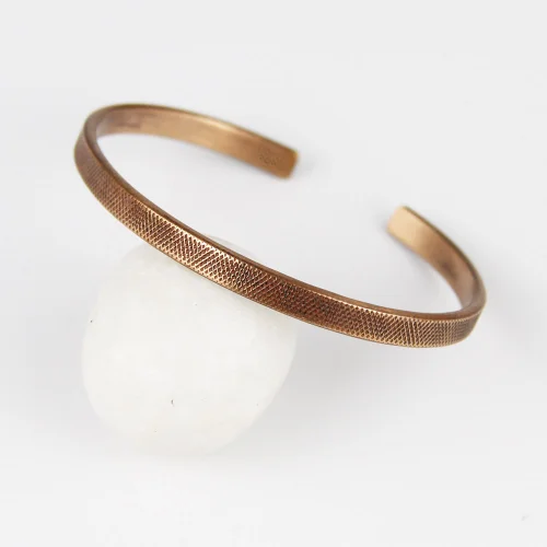 Coho Objet  - Coho Tılsım Copper Handmade Texture Bracelet