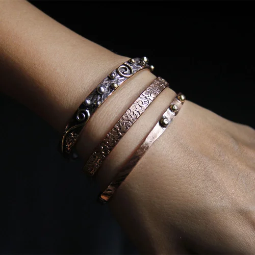 Coho Objet - Coho Tılsım Copper Handmade Motifs Bracelet