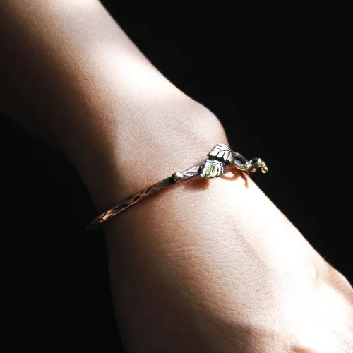 Coho Objet	 - Coho Tılsım Twin Leafs Copper Handmade Bracelet