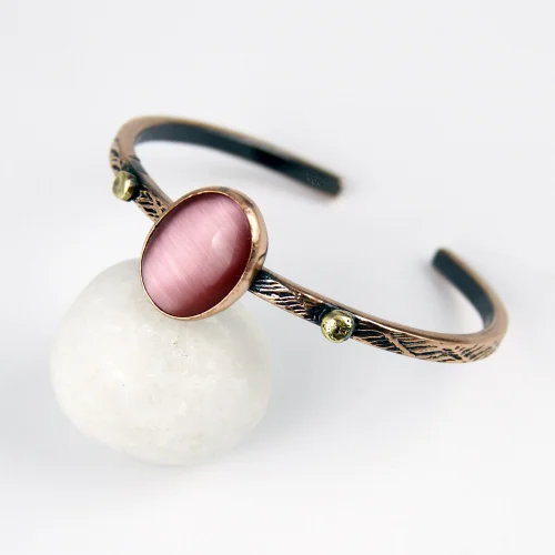 Coho Objet  - Coho Tılsım Copper Cat Eye Handmade Bracelet