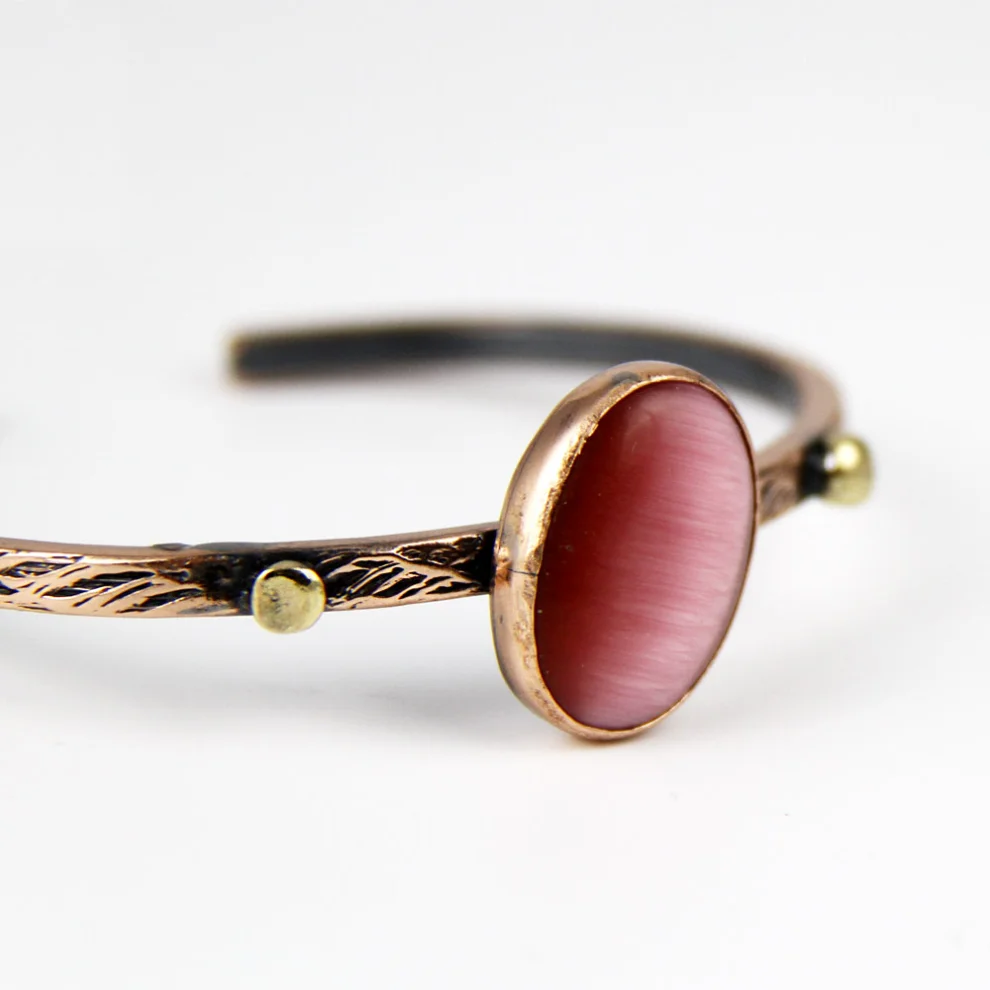 Coho Objet	 - Coho Tılsım Copper Cat Eye Handmade Bracelet