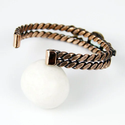 Coho Objet - Coho Tılsım Copper Cay Eye Handmade Leafs Bracelet