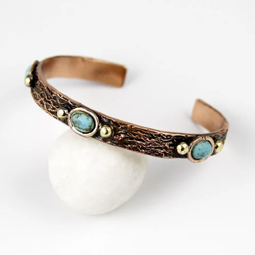 Coho Objet  - Coho Tılsım Copper Turquoise Handmade Bracelet