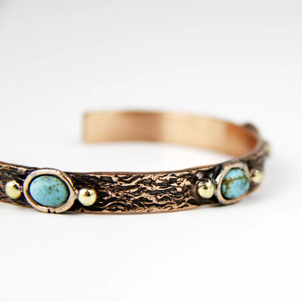 Coho Objet	 - Coho Tılsım Copper Turquoise Handmade Bracelet