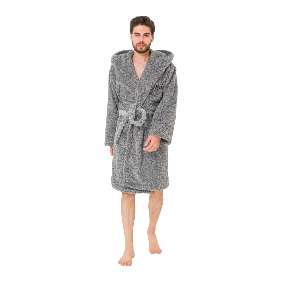 Miespiga Men s Soft Hooded Welsoft Dressing Gown Grey L XL hipicon