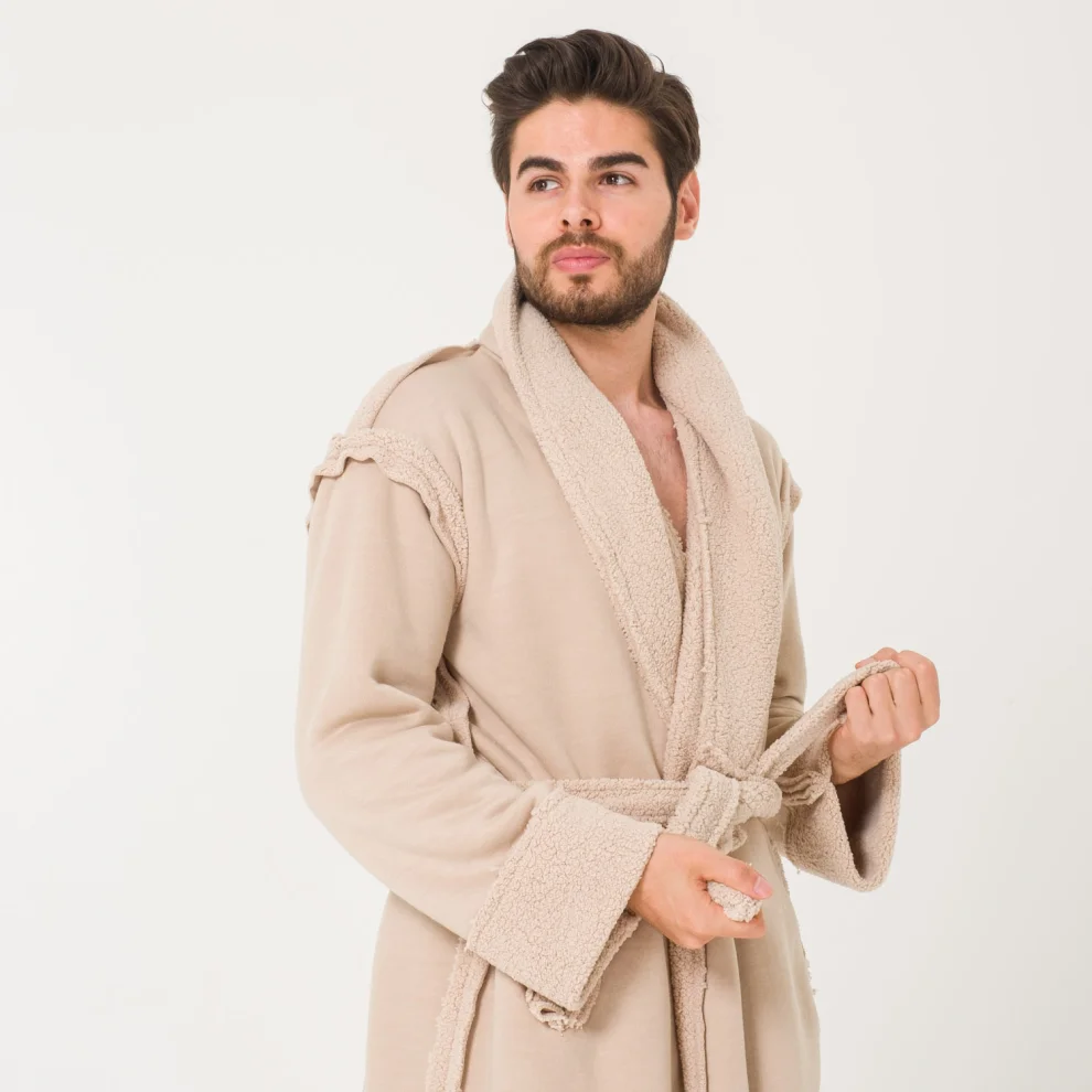 Miespiga - Sherpa Faux Wool Detailed Dressing Gown