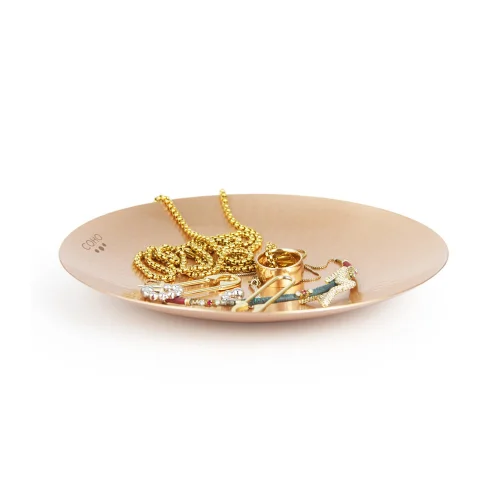Coho Objet	 - Coho Matte Yalın Hammered Copper Jewellery Tray