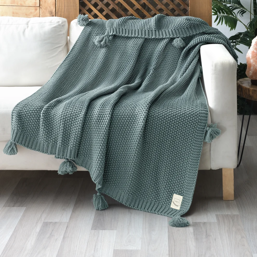 Miespiga - Coco Rice Knitted Pompom Knitwear Blanket Knitting