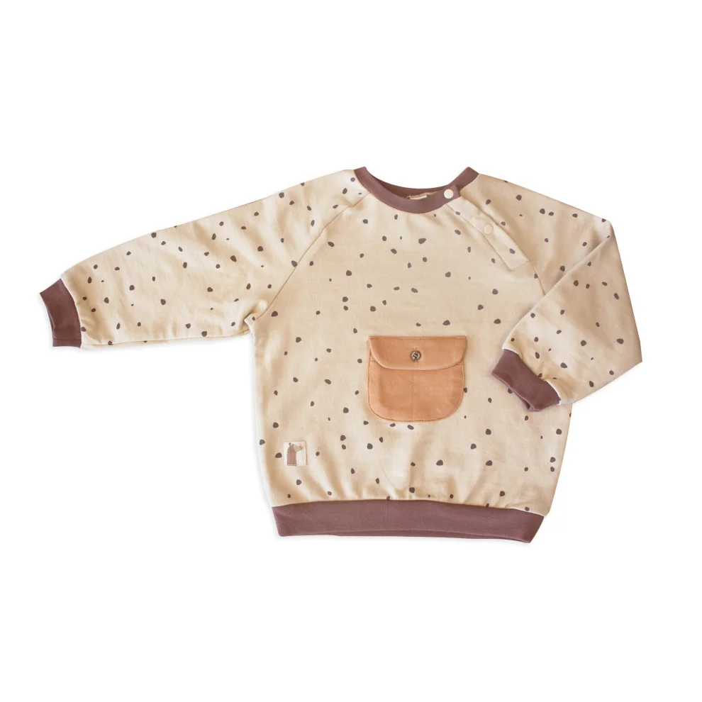 Auntie Me - Semolina ‘Irregular Dots’ Pocket Sweater