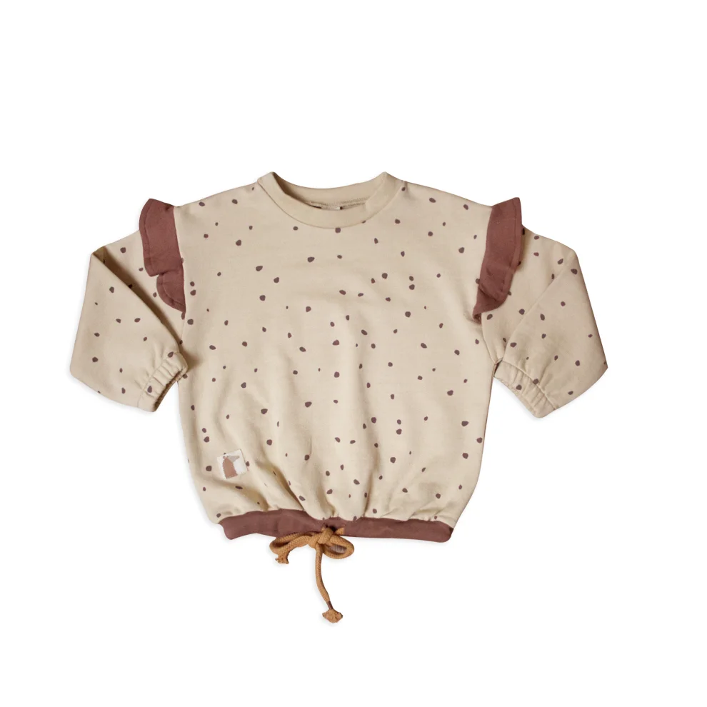 Auntie Me - Semolina ‘Irregular Dots’ Frill Sweater