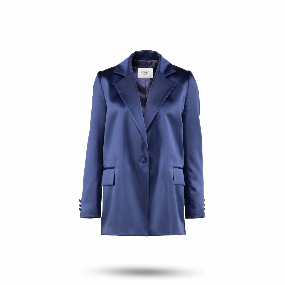 Equpe Studio - Single-Breasted Satin Blazer