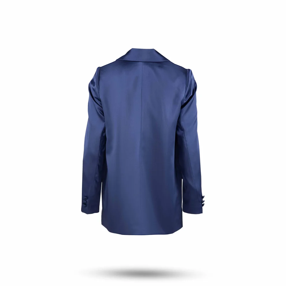 Equpe Studio - Tek Düğmeli Saten Blazer Ceket