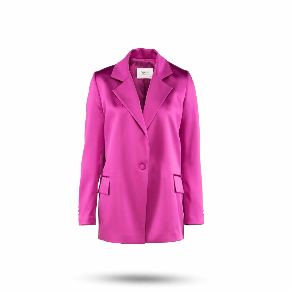 Equpe Studio - Single-Breasted Satin Blazer