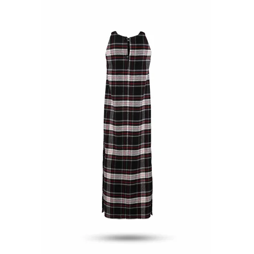 Equpe Studio - Round Collar Wool-Blend Plaid Dress