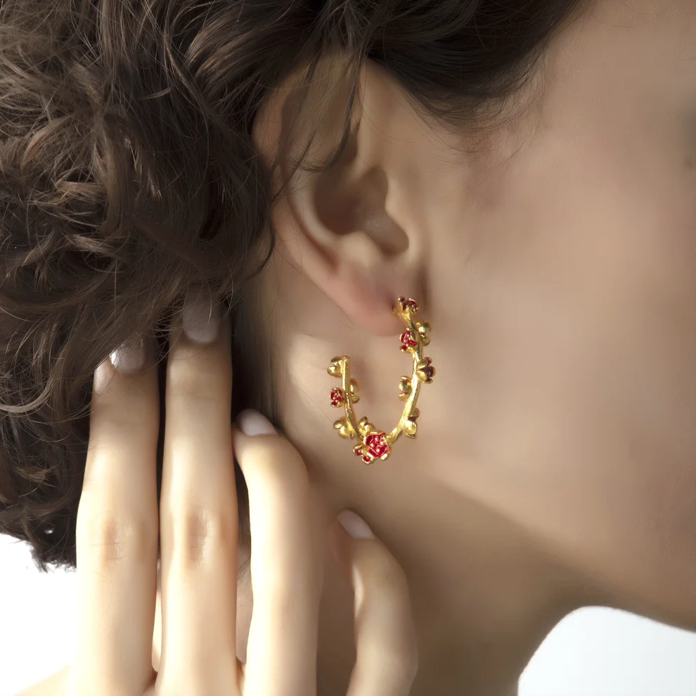 Milou Jewelry - Floral Hoop Earrings
