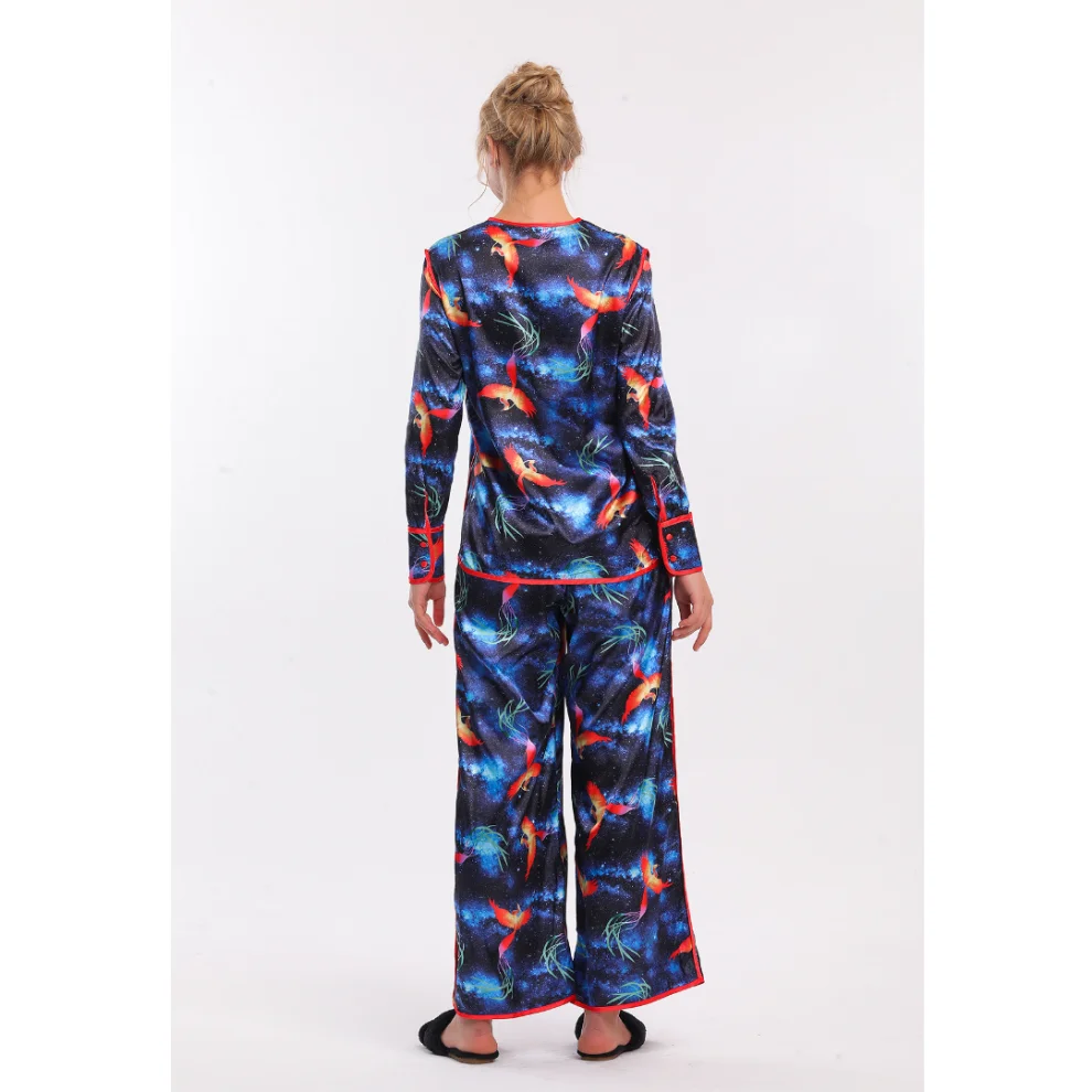 Masuwerte - Anka Kuşlu Desenli Pijama Takımı