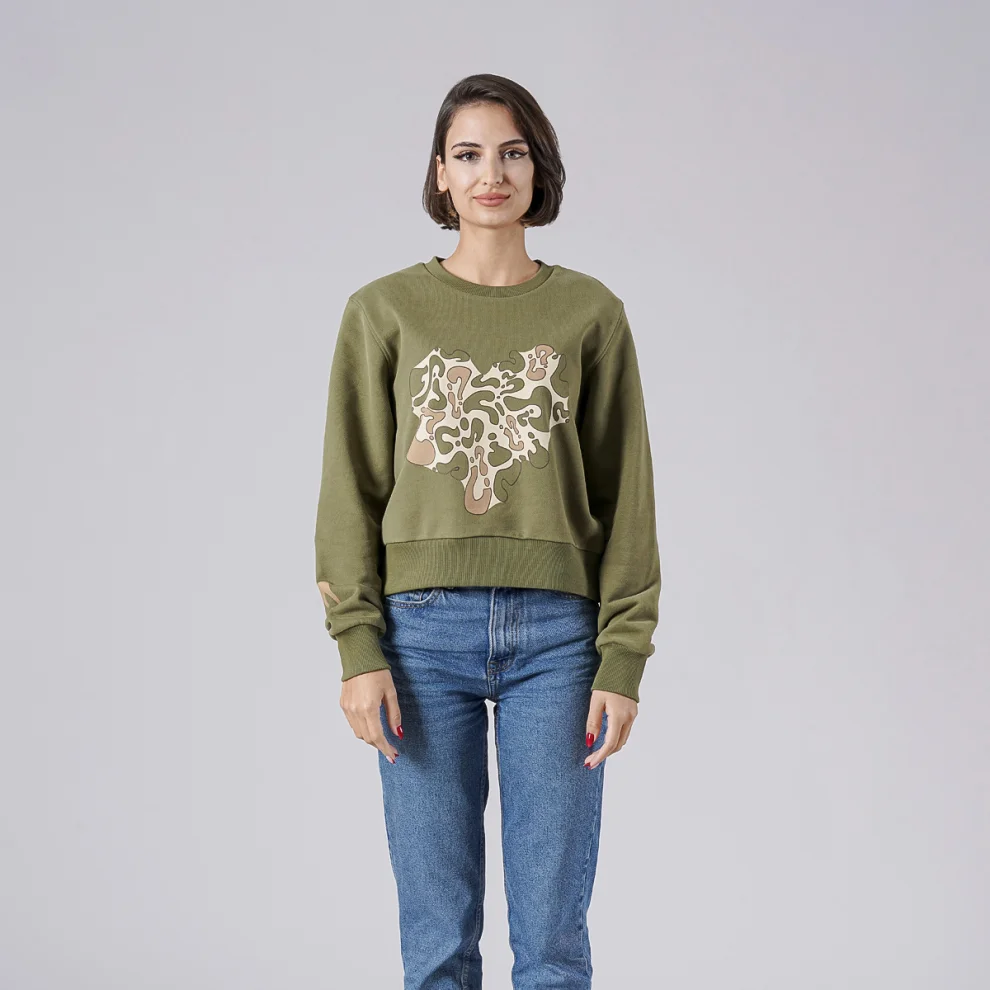 No Se Wear - Oversize Kalp Desenli Sweatshirt