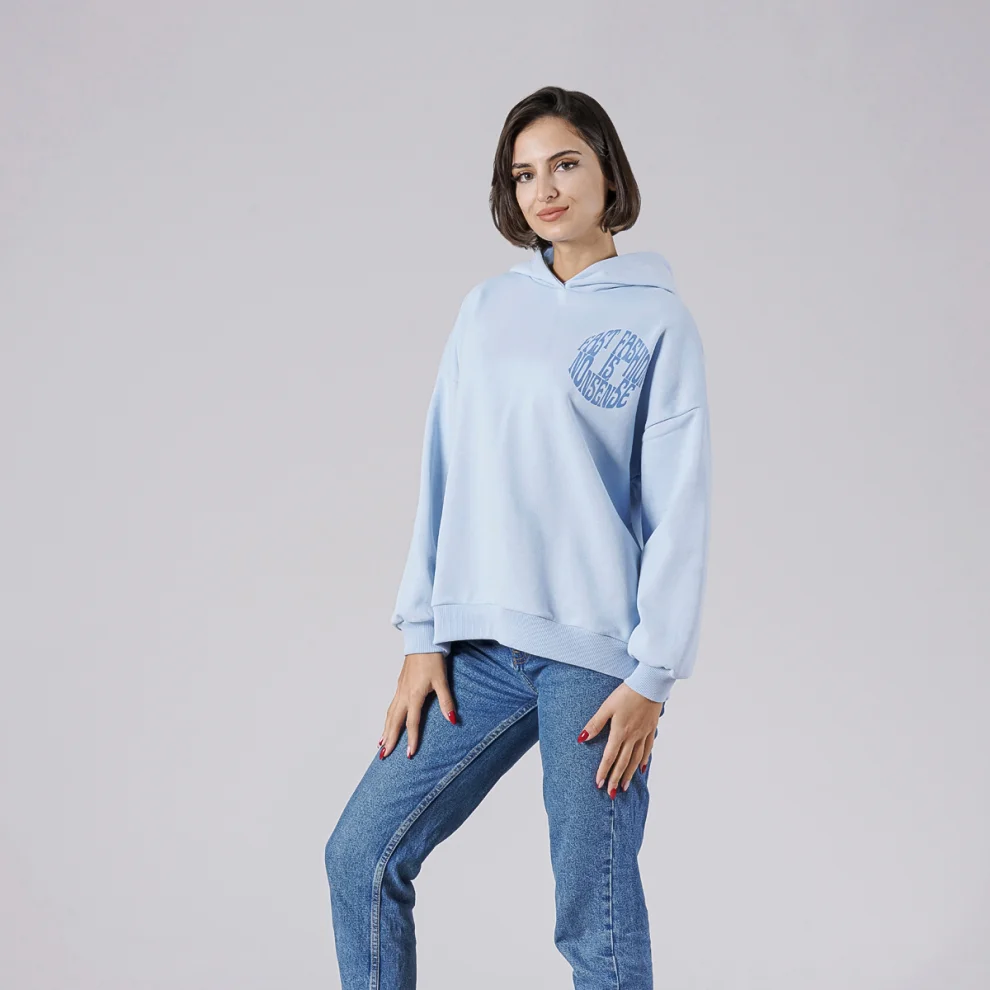 No Se Wear - Önü Baskılı Kapüşonlu Sweatshirt