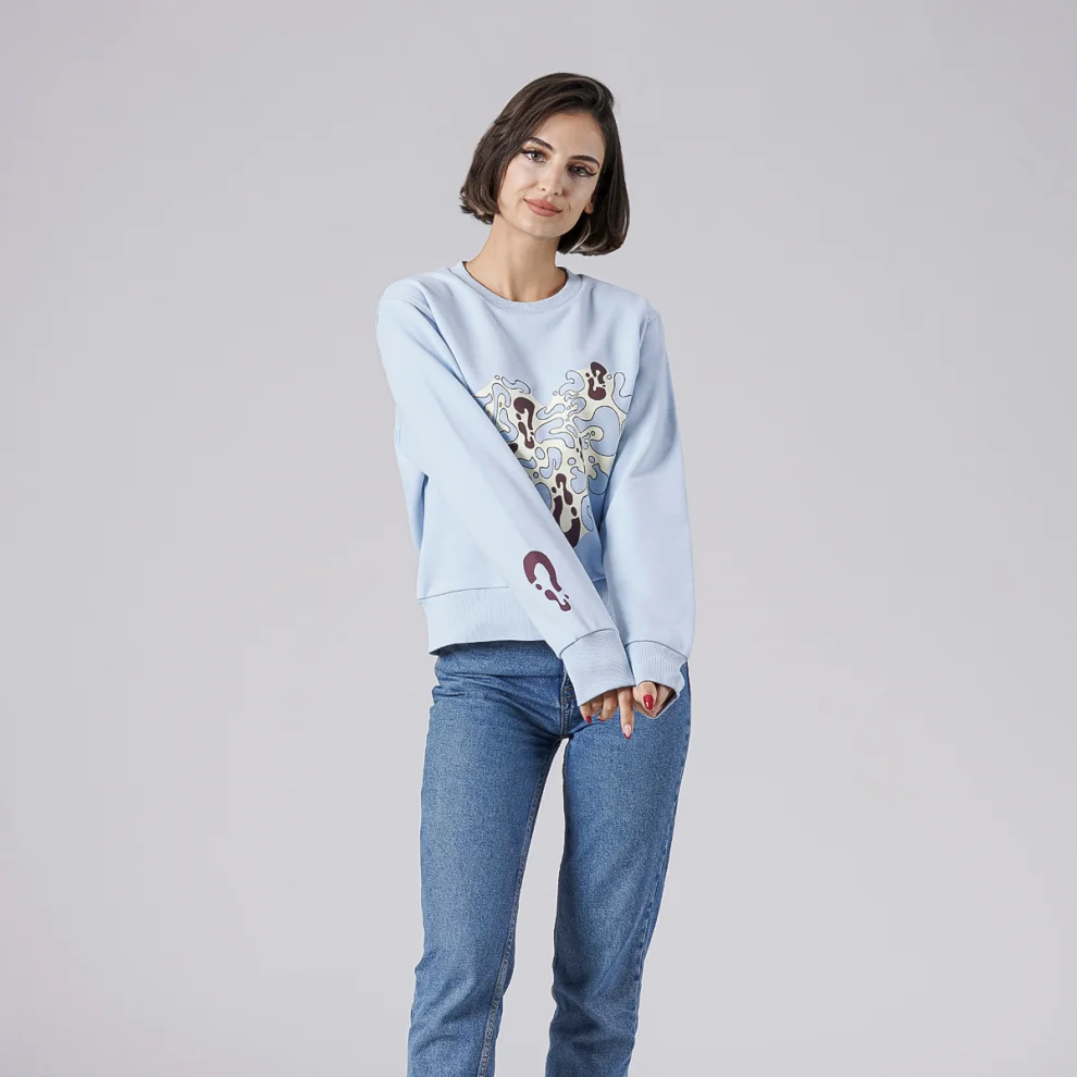 No Se Wear - Oversize Kalp Desenli Sweatshirt