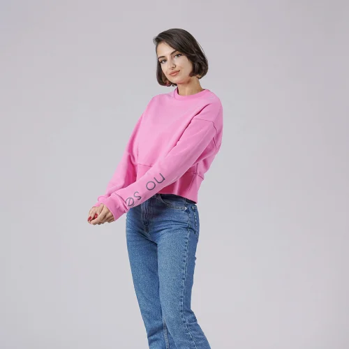 No Se Wear - Baskılı Crop Sweatshirt