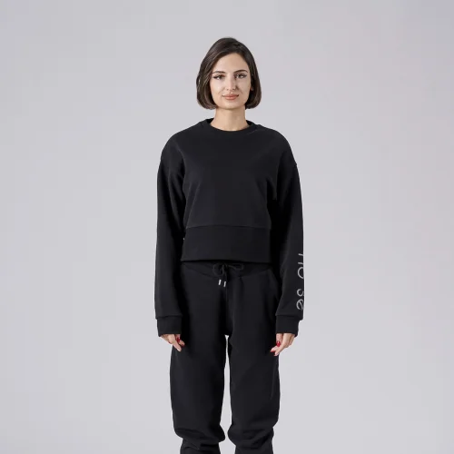 No Se Wear - Baskılı Crop Sweatshirt