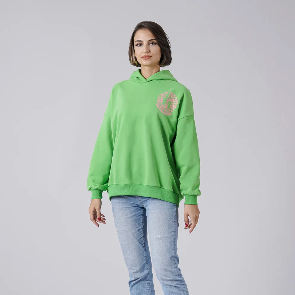 No Se Wear Front Printed Hoodie Sweatshirt Green M hipicon