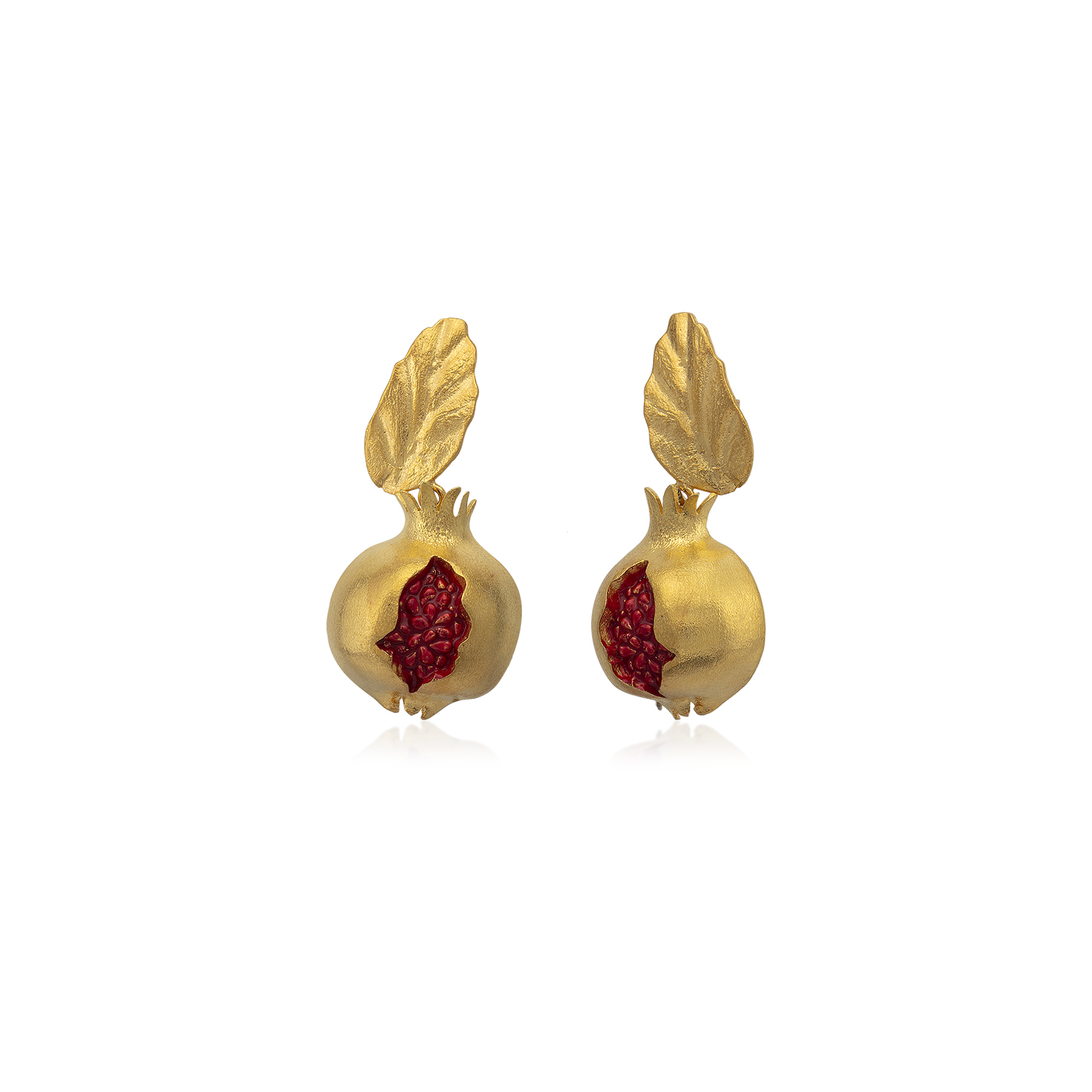 Pomegranate Dangle Leaf Earrings