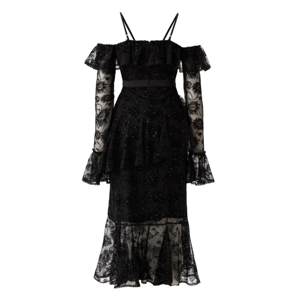 Luxez - Luna Asymmetrical Ruffle Lace Dress