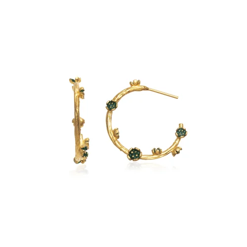 Milou Jewelry - Çiçekli Halka Küpe
